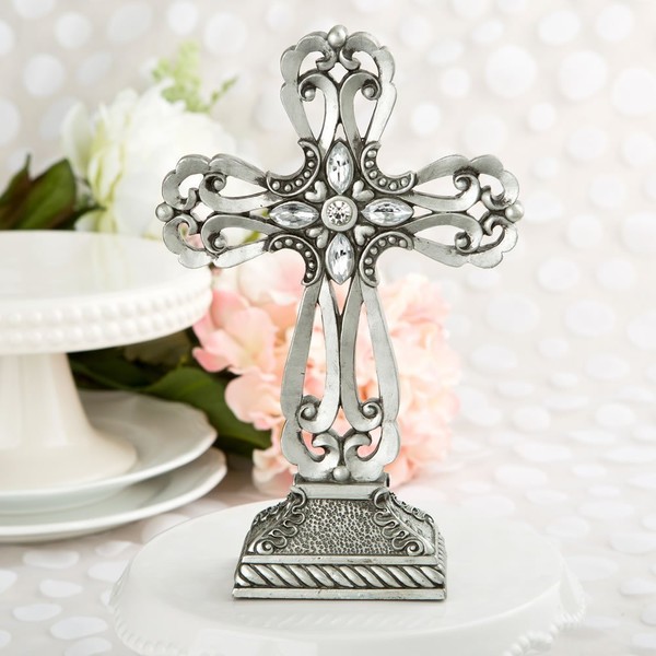 Pewter Cross Baptism and First Communion Centerpiece and Cake Topper by Fashioncraft