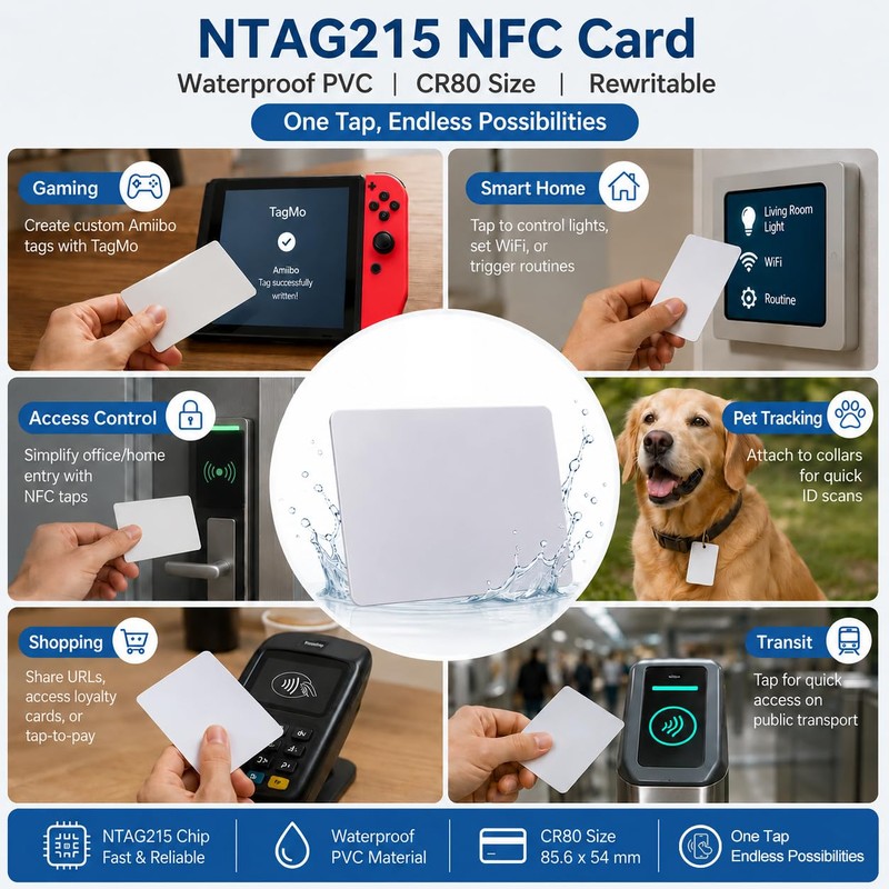 30 PCS NTAG215 NFC Cards, Rewritable Programmable PVC NFC Cards