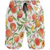 visesunny Peach Tropic Fruit Leaf Flower Summer Men's Swim Trunks Quick Dry Bathing Suits Beach Holiday Party Swim Shorts