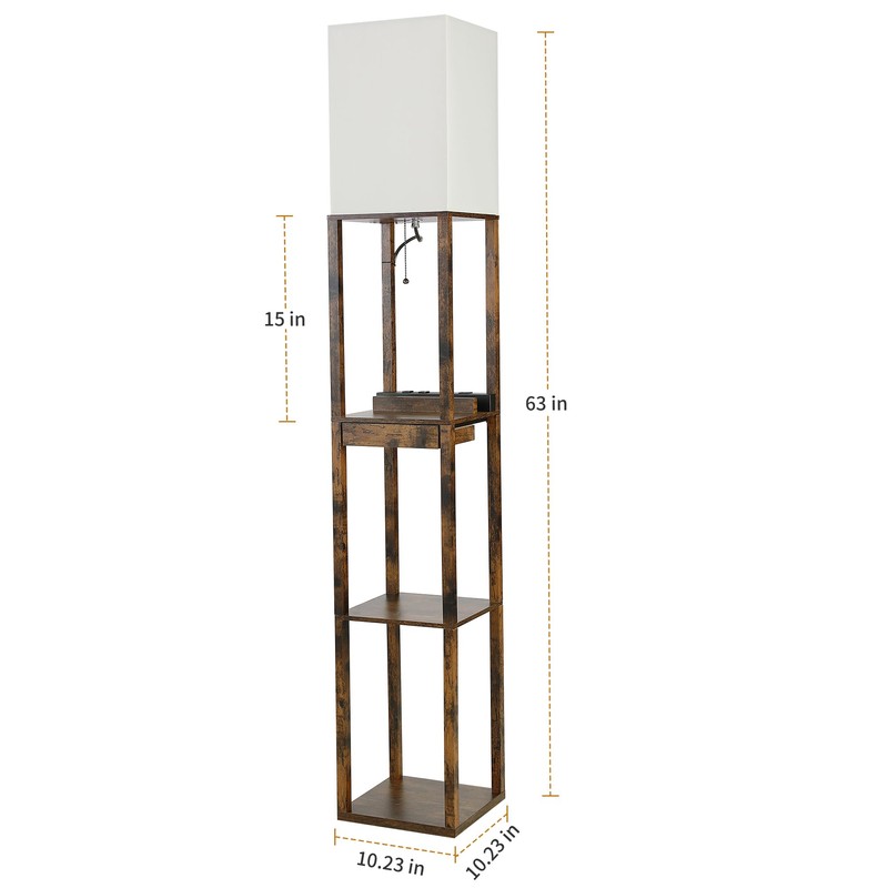SUNMORY Floor Lamp with Shelves, Modern Dimmable Standing Lamp with