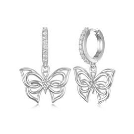 Celtic Butterfly Earrings Sterling Silver Huggie Hoop Dangle Drop Earrings for Women Jewelry Christmas Birthday Gifts