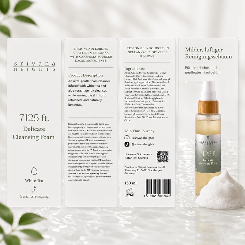 Srivana Heights 7125ft Facial Cleanser with White Tea 150ml