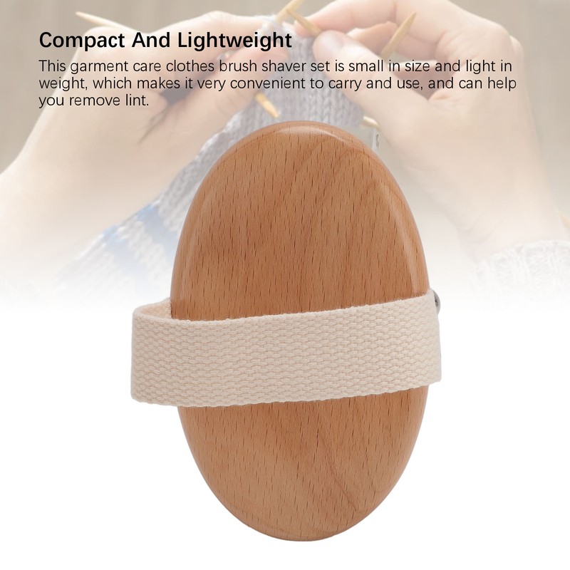 2PCS Set Sweater Cleaning Shaver Set Oval Beech Wood Bristle
