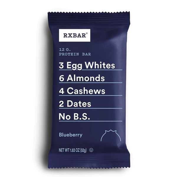 RXBAR, Blueberry, Protein Bar, High Protein Snack, Gluten Free, 1.83 Ounce (Pack of 12)
