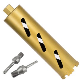 3" Dry Drill Core Bits for Cured Concrete with Rebar Brick Blonck Masonry etc 12.2in/310mm Drilling Depth，10mm Diamond Segment Height，2 Adapters