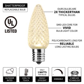 Brightown C9 Christmas String Lights, Commercia Led Outdoor Christmas Lights with 100 Strawberry C9 Bulbs, Waterproof Extendable UL Certified for Party Holiday Wedding Indoor Outdoor Xmas Decor