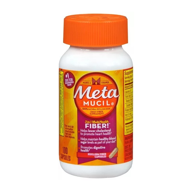 Metamucil Multi-Health Psyllium Fiber Supplement Capsules 100ct