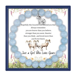 PARTNER Goat Inspirational Birthday Gifts for Women Unique Gifts Natural Stone Beaded Bracelets for Women Agate Beaded Jewelry with Meaningful Message Card For Goat Lover,Comes Packaged (A1)