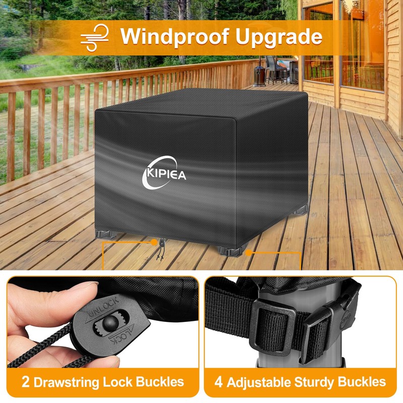Kipiea Square Fire Pit Cover - Upgraded 600D Strong Tear