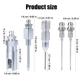 5pcs Grease Gun Needle Tip Kit, Grease Needle Dispenser Hardened Steel Grease Injector Needle Set Grease Fitting Tool Accessories for Grease Injection, Used in Narrow Spaces and Deep Holes Metal