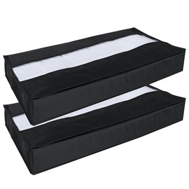 YUEcthynous Pack of 2 Premium Underbed Storage Containers for Under Bed, Blanket Organiser, Storage Container, Handles, 100 x 50 x 15 cm, Black
