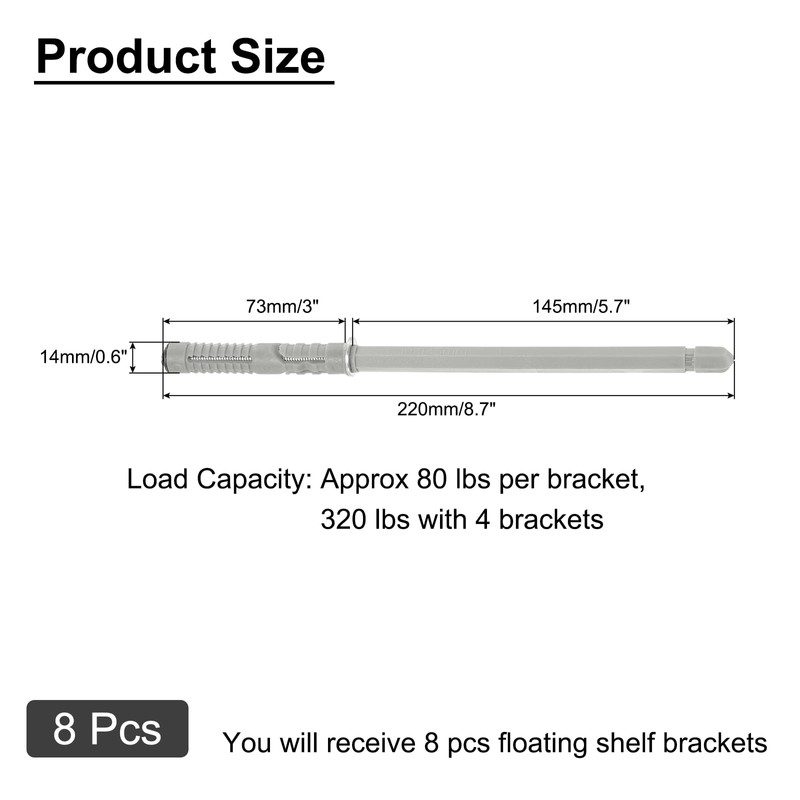 sourcing map 8 Pcs Floating Shelf Brackets, Metal Hidden Shelf