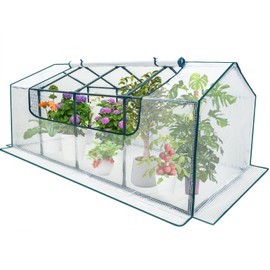 Mini Greenhouse Outdoor, deaunbr Waterproof Garden Green House with Durable PE Cover & Roll-Up Zipper Door, Heavy Duty Greenhouse Tent for Indoor Outdoor Plants - 63"x31.5"x31.1"