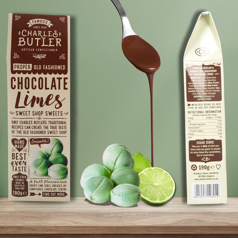 Charles Butler Chocolate Limes 190g (6.7oz) | Crispy Lime Candy