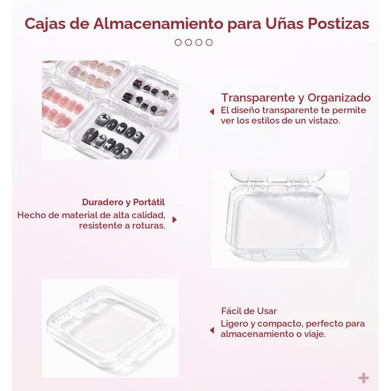 Caja organizadora de uñas transparente y 30 unidades de cinta