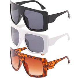 NLEYANB 3 Pairs Y2K Oversized Big Cute Square Sunglasses for Fashion Women UV400 Protection, Black, 特大号