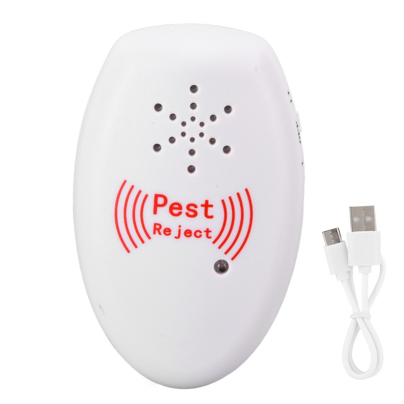 Multifunction Ultrasonic Electronic Mosquito Repellent Pest Repeller USB Rechargeable White