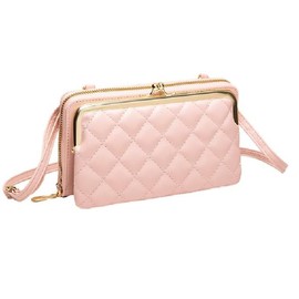 Brightrust Women's Smartphone Pouch Shoulder Zipper Purse Bag Crossbody Shoulder Lightweight, Pink