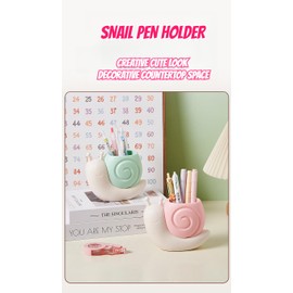 Cute Pen Container Holder Snail-shape Desk Decoration Stocking Stuffers Creative Multi-Functional Pen/pencil Holder Desk Organizer Accessory Makeup Storage Office Home Art Supply Nice Gift (Green)