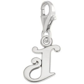 Rembrandt Sterling Silver Initial J Charm with Lobster Claw Clasp, Charms for Bracelets and Necklaces