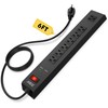 7 Outlet Metal Long Power Strip with Overload Protection 6ft