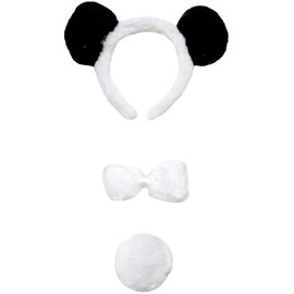 Petitebella Headband Bowtie Tail Adult Costume (Panda, One Size)