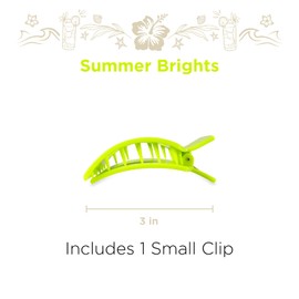 TELETIES - Small Flat Square Clip - Ideal for Thin-Medium Hair - For Lying Down, Yoga, Driving & More - Strong Grip, Bendable Teeth, Comfortable Curved Design - For All Hair Textures - Summer Brights