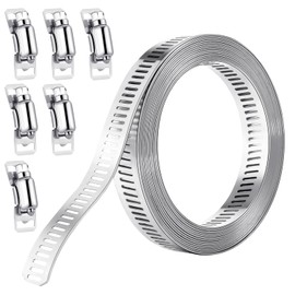 RosewineC RosewineC Hose Clamp, 3m/9.8ft Adjustable Jubilee Clips Stainless Steel Hose Clips with 6 Fasteners, Large Clamps Worm for Pipe, Plumbing, Intercooler Tube Exhaust Ducting Fuel Line