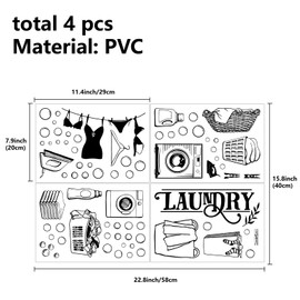 CREATCABIN 4 Sheets Laundry Wall Decals Laundry Room Quotes Wall Stickers Bubble Wall Stickers Removable 4 Styles Diy Wall Art Decor Home Decoration for Laundry Room Bathroom Black 11.4x7.9 Inch