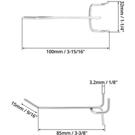 Perforated Wall Hooks, Pack of 20, Pegboard Hooks for Pegboard and Tool Wall, Robust Perforated Wall Hooks for Garage, Sales Displays, Workshop and Shelf (10 cm)