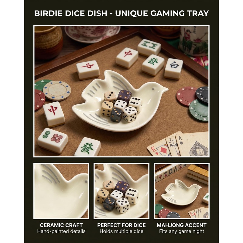 Bird Shaped Ceramic Mahjong Dice Tray,American Mahjong Dice Chip Tray