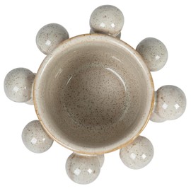 Bloomingville 4.25 Inches Round Stoneware Planter with Orbs and Reactive Glaze, Holds 3 Inches Pot, Speckled Cream
