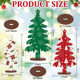 3 Pcs Wooden Christmas Tree Tabletop Signs Decor 3 Sizes Double-Sided Design Christmas Decorations Indoor Table Centerpieces Christmas Tiered Tray Decor for Home Mantel Fireplace Windowsill Party