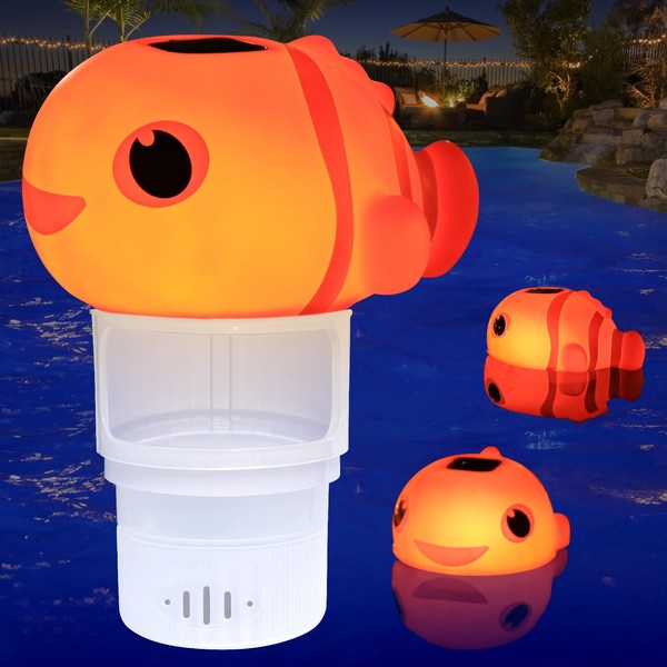 Covfirst Pool Chlorine Floater, Solar Floating Pool Chlorine Dispenser with