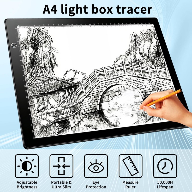 Ultra Thin Light Pad for Tracing, A4 Drawing Light Board