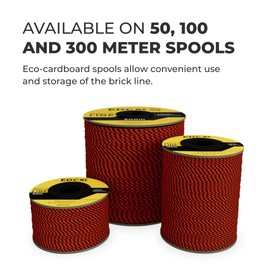 EdcX Mason's Cord ⌀1,7mm | 50m, 100m and 300m | Nylon | Brick Line, Mason Line Level for Construction, Gardening, DIY | Tear-Resistant, Weatherproof, Low Stretch Utility Cord (Orange+Black, 300 m)
