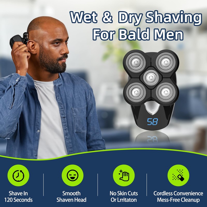 PHXCHAM Head Shavers for Bald Men, Rotary Waterproof Cordless Bald
