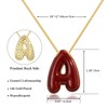 KissYan Bubble Letter Necklace, 14K Gold Plated Enamel Initial Pendant