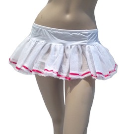 Roma Costume Petticoat With Ribbon Weave Hem, White/Hot Pink, One Size