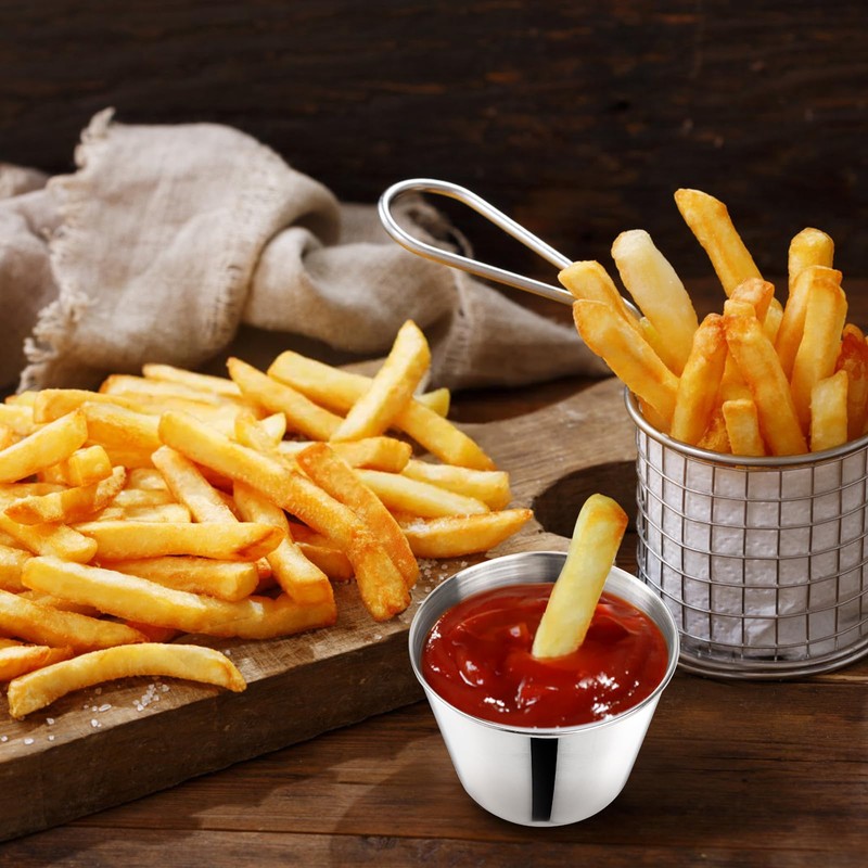 Lawei 30 Pack 1.5 oz Stainless Steel Sauce Cups, Small