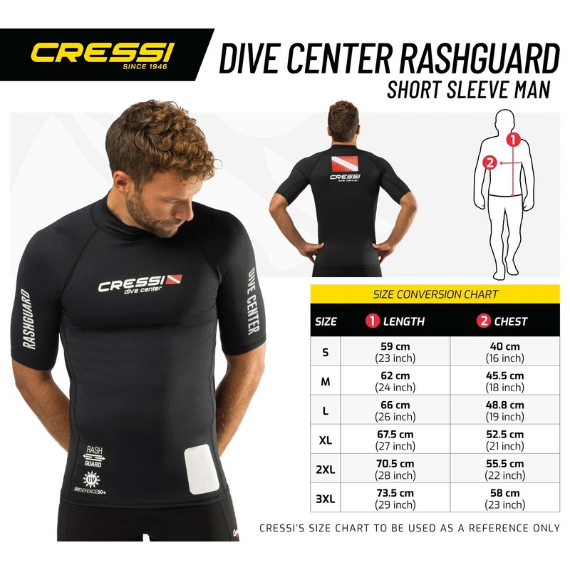 Cressi Men's Man Black Dive Center Men s Rash Guard
