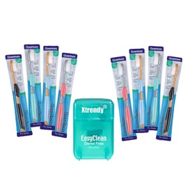 XTRENDY Extra Soft Toothbrush, Soft Ultra Fine Feathered Bristles Toothbrush with Soft Slim Handle Grip and Thumb Rest for Adults, 8 Pack with Bonus Floss