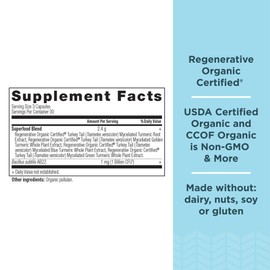 Ancient Nutrition Regenerative Organic Certified Turmeric Capsules, Once Daily, Use as a Joint Supplement and Supports Inflammation, Gluten Free, Paleo and Keto Friendly, 90 Count