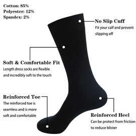 PUJANE Men's Dress Socks 5 Pairs Mens Cotton Calf Business Formal Socks Soft Breathable Athletic Long Crew Casual Socks (Black Size L)