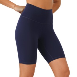 YUNOGA - Pantalones cortos de motociclista para mujer, entrepierna de 4 pulgadas y 8 pulgadas, cintura alta, control de abdomen para entrenamiento, ejercicio atlético, elastano, pantalones cortos de