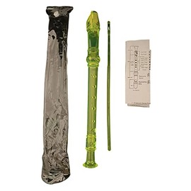 Soprano flute, three-piece recorder for beginners and students, with case, cleaning brush, fingering table. (YELLOW FLUO TRASP)