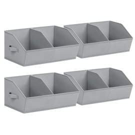 Homsorout Closet Organizers and Storage Bins - 4 Pack Collapsible Divided Trapezoidal Cube Storage Bins Baskets For Organizing Clothes Blankets,Toys, Books, Towels(Light Grey)