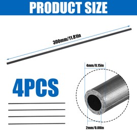 DIFLAX Pack of 4 Carbon Fibre Rods, 4 mm x 300 mm Carbon Fibre Rod for RC Aircraft DIY Crafts Dragon Wing Tube Quadcopter Arm Repair Pack