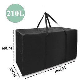APKOL 210L Extra Large XXL Storage Bag 600D Oxford, Heavy Duty Carry Bag with Handle, Large Bag Moving Bags XXL with Zip for Blankets, Duvets and Pillows (108 x 60 x 33), Black