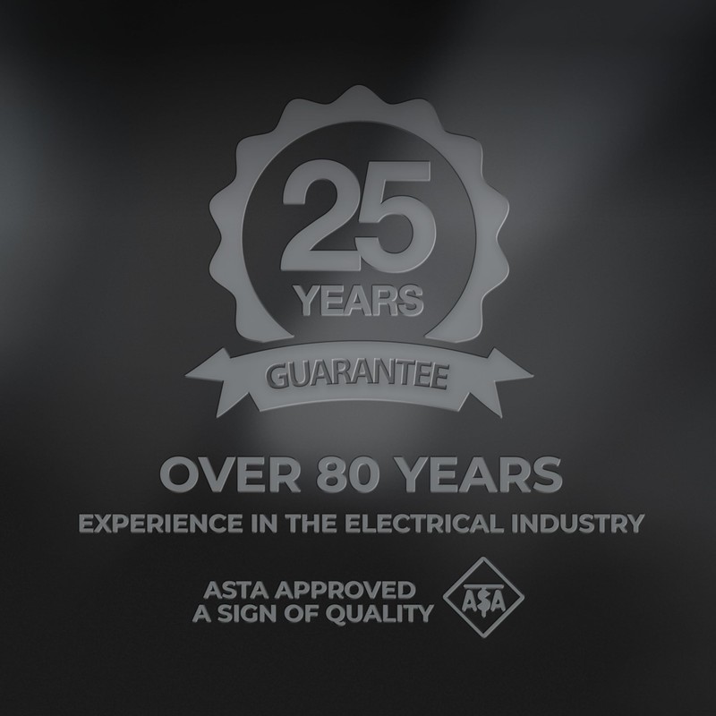 BG Electrical Evolve Double Switched Socket, 13 A, Black/Chrome